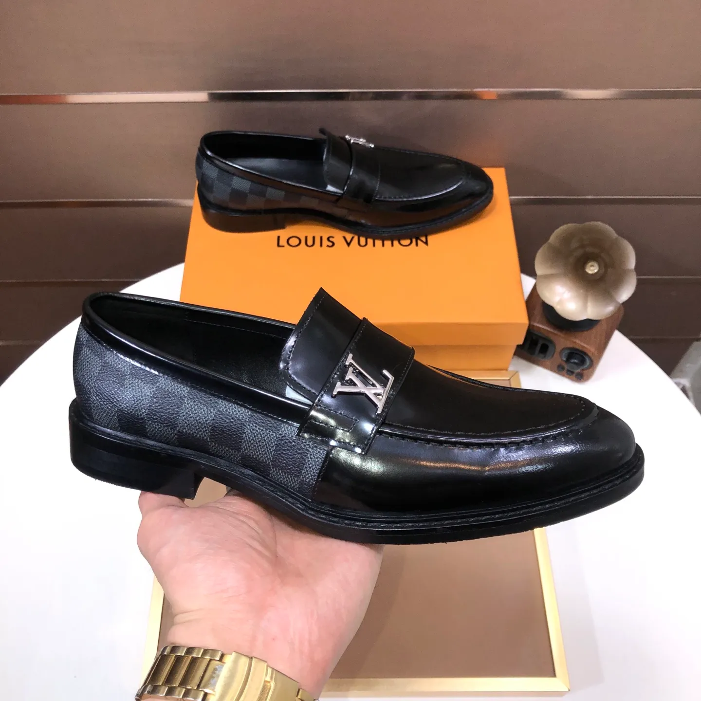 Men's shoes💰460💰【LOUIS VUITTON】(sheepskin lining) new cowhide LV formal shoes🎩🎩❗️🆘made one to one at the counter🎩original quality, imported cowhide upper➕full sheepskin lining➕original rubber outsole, {high quality visible}👣Size: 38-45 (45 custom-made)